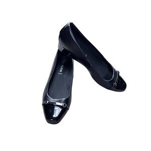 Black Patent Leather Anne Klein Iflex Low Heel Dress Shoes Comfort Wedge